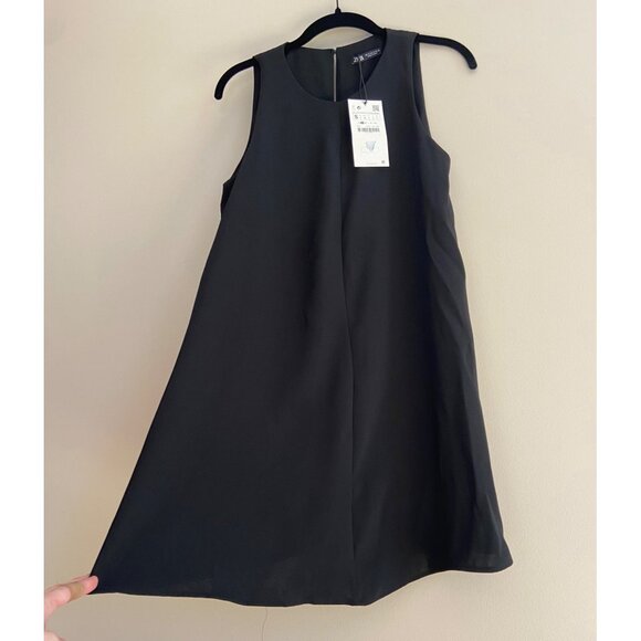 Zara NWT Minimalist Mini Sleeveless Shift Little Black Dress Size Small - Picture 5 of 10